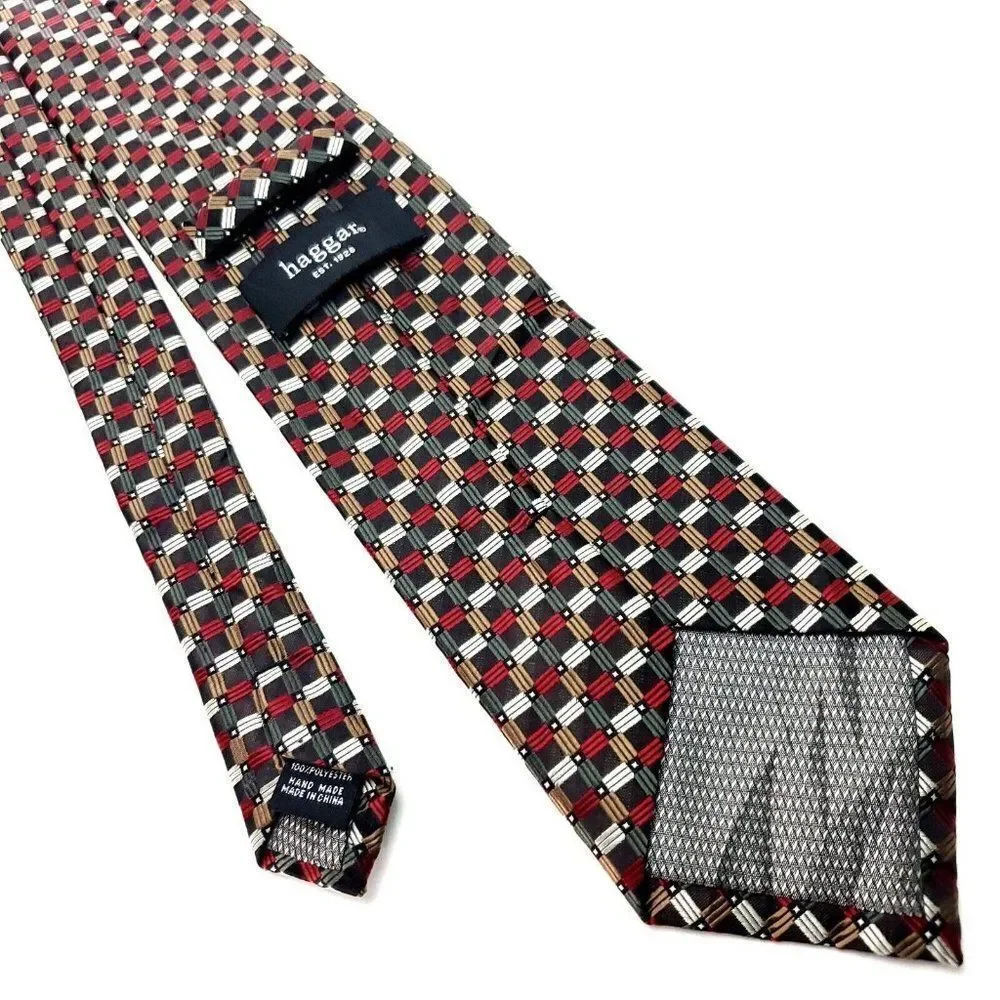 Haggar Multi Colored Polyester Tie Woven Graphic Check‎